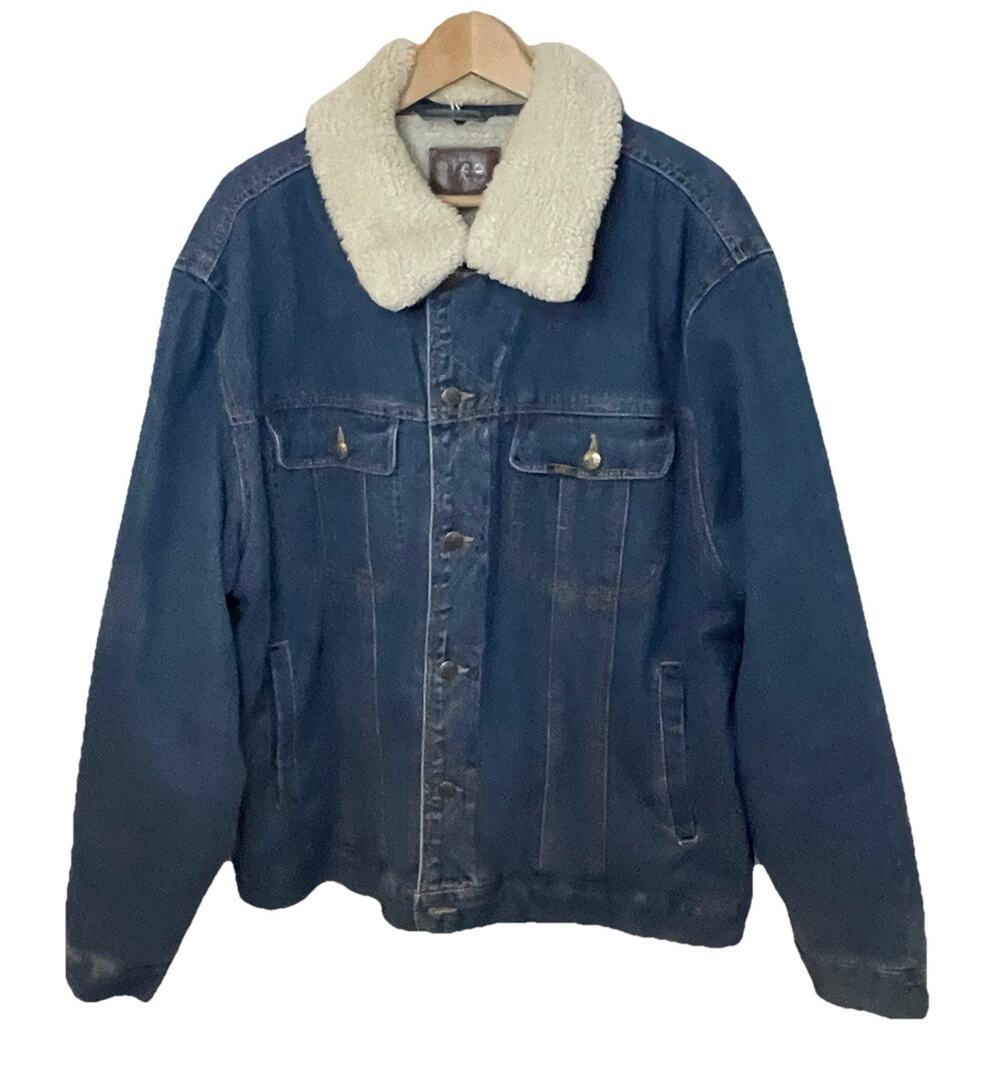 VTG 90s Lee Blue Denim Sherpa Lined Jacket. Men Sz XL Streetwear Hipster